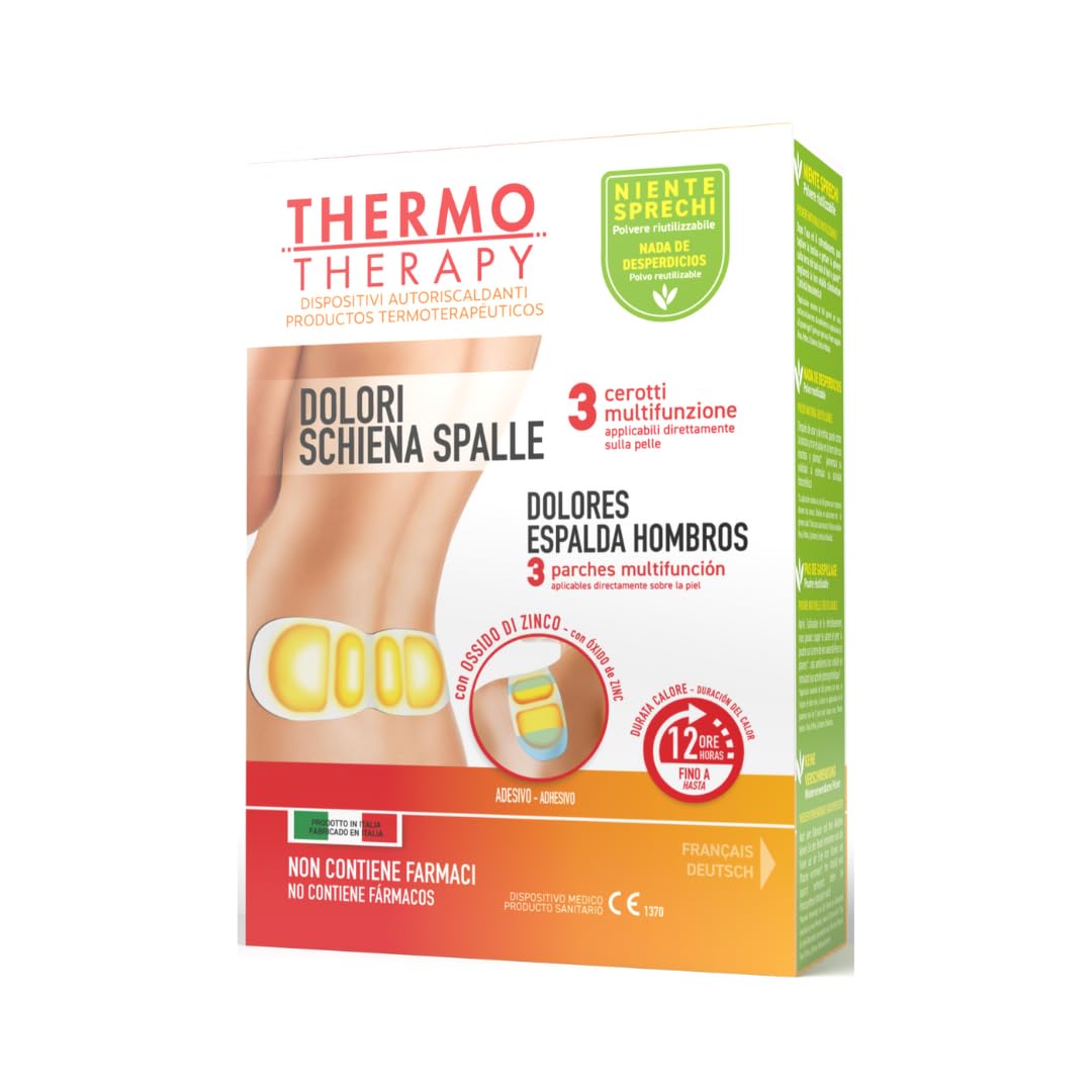 Thermo Therapy Cerotti Multifunzione Dolore Schiena e Spalle, Non Contengono Farmaci, Applicabili Direttamente sulla Pelle, Confezione con 3 Cerotti Multifunzione Autoriscaldanti