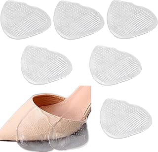 LuckyMoon 3 Pairs Gel Insoles for Women, Metatarsal Gel Cushions Foot Pain Relief Pads, Transparent Anti-Slip Soft Silicone Forefoot Shoe Insoles