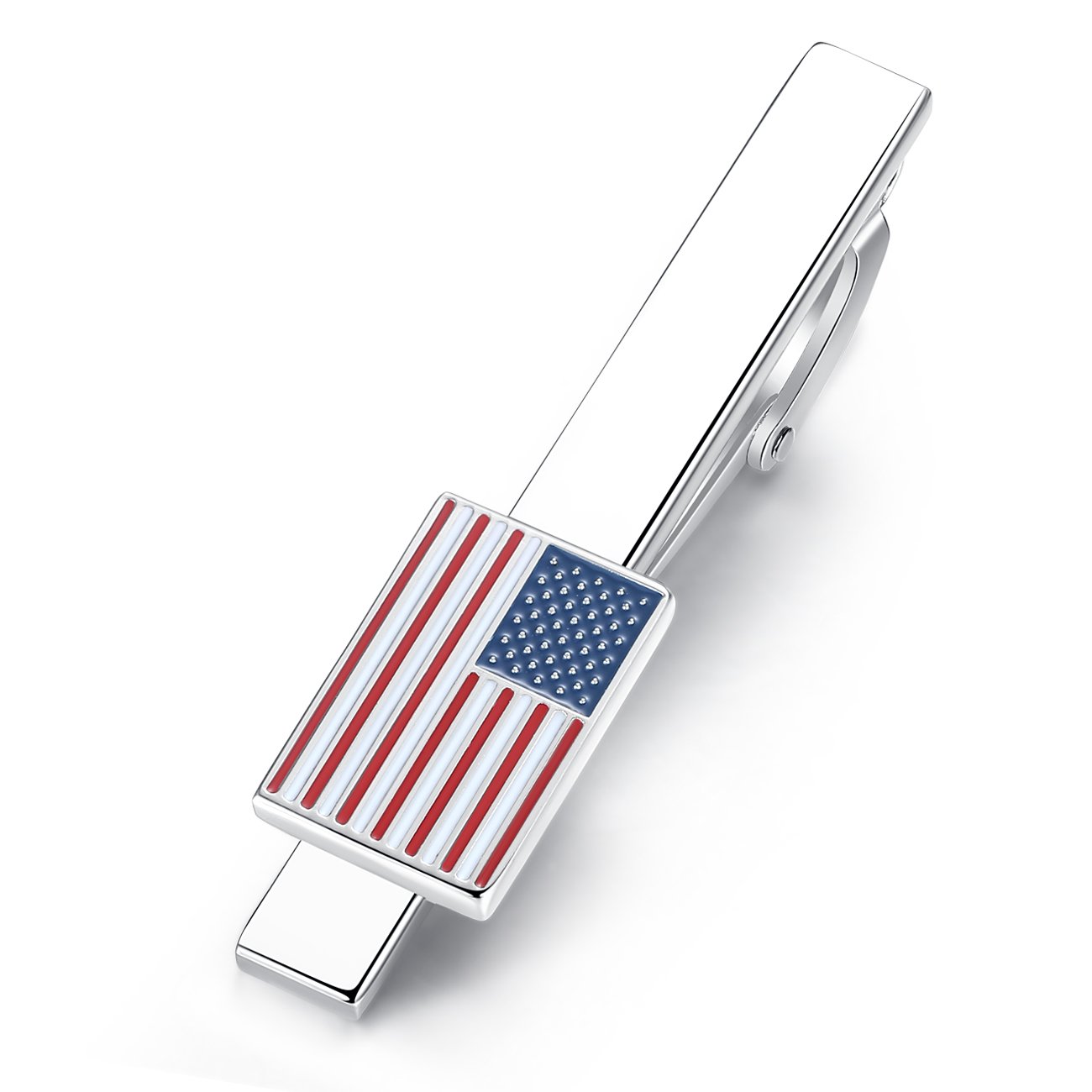 HONEY BEAR American Flag Patriotic Tie Clip Bar for Men Business Gift