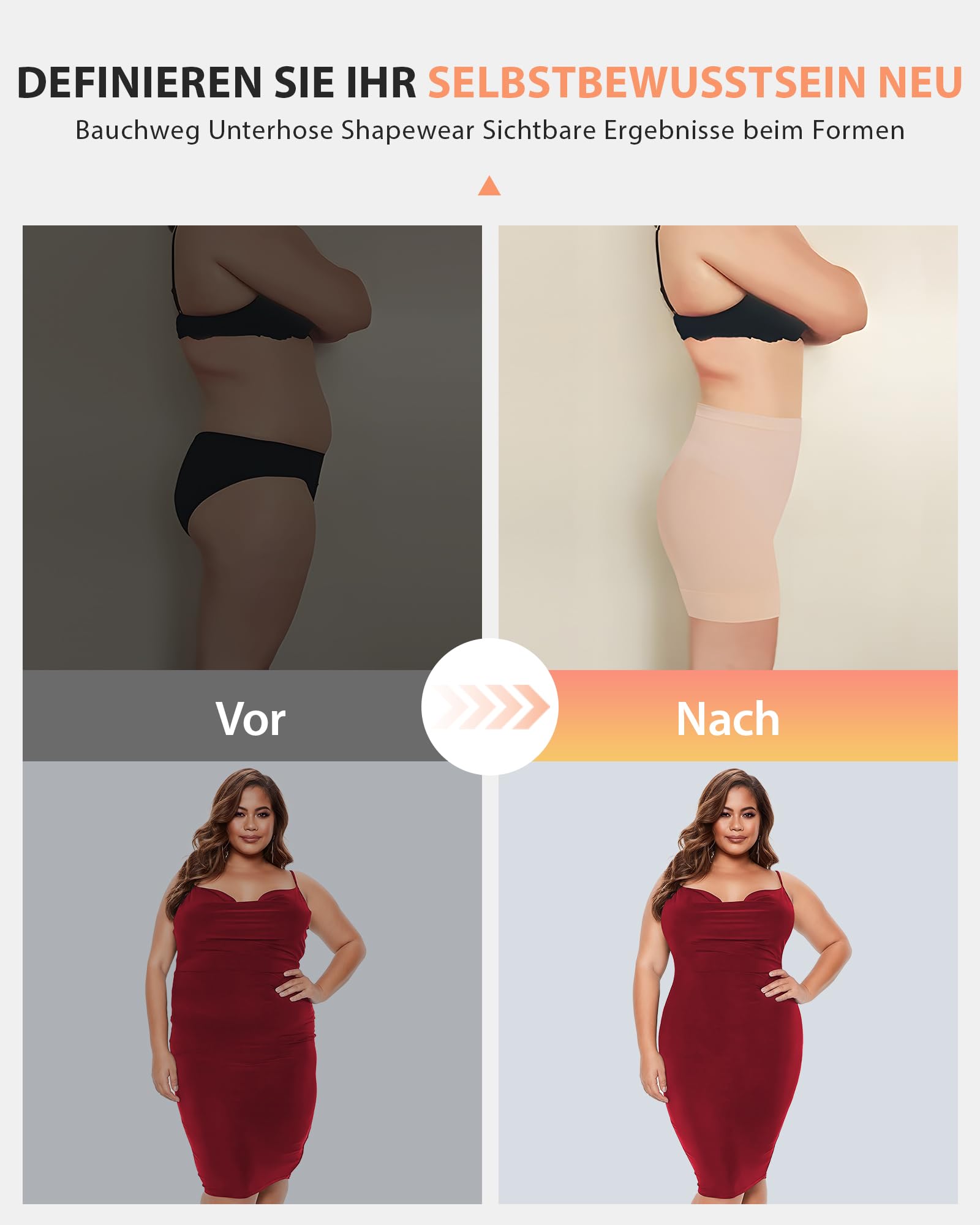 SIMIYA Shapewear - Mutande da donna a vita alta, per controllo della pancia, senza cuciture, con gamba, per donne