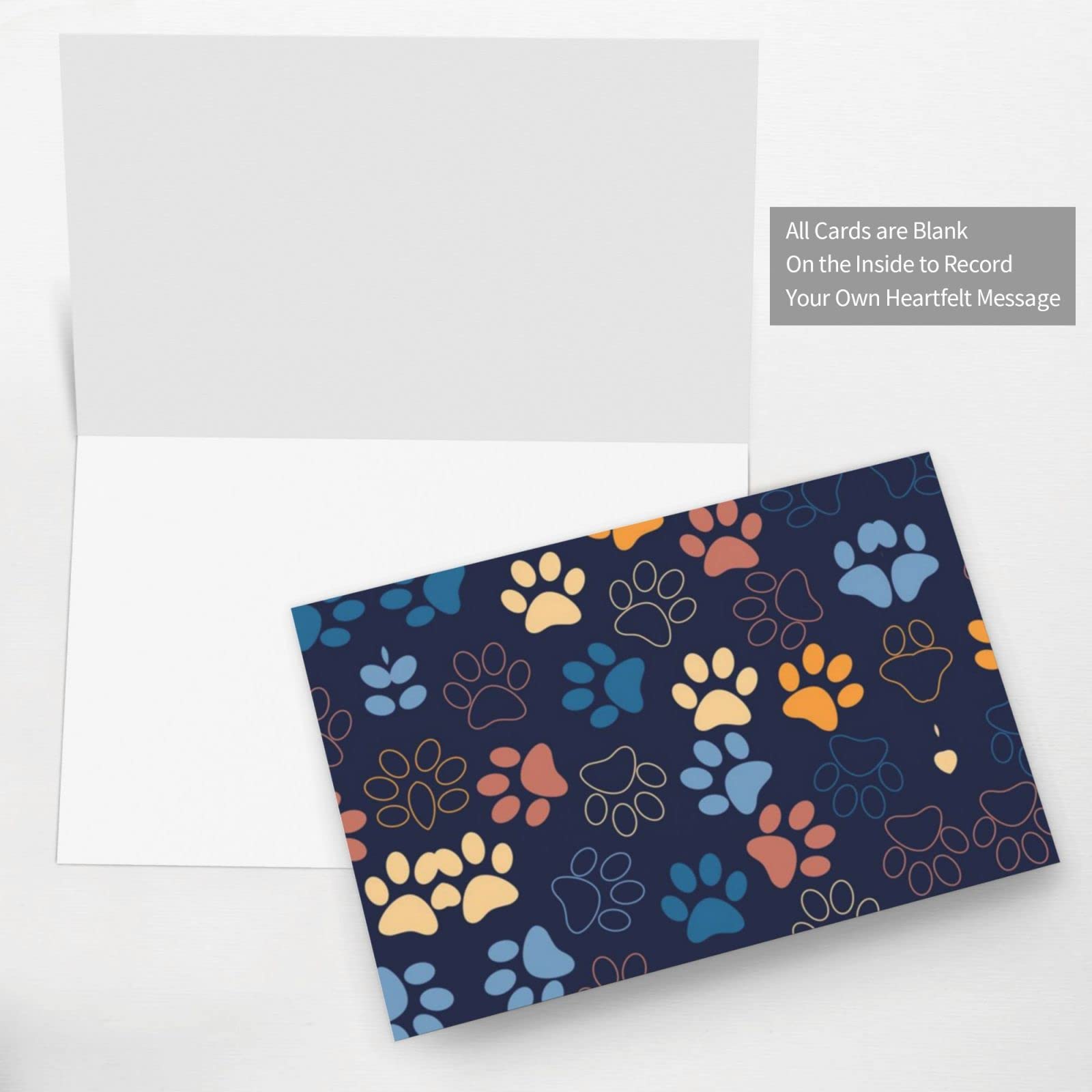 Biglietti di auguri vuoti con stampa di zampa di cane, con