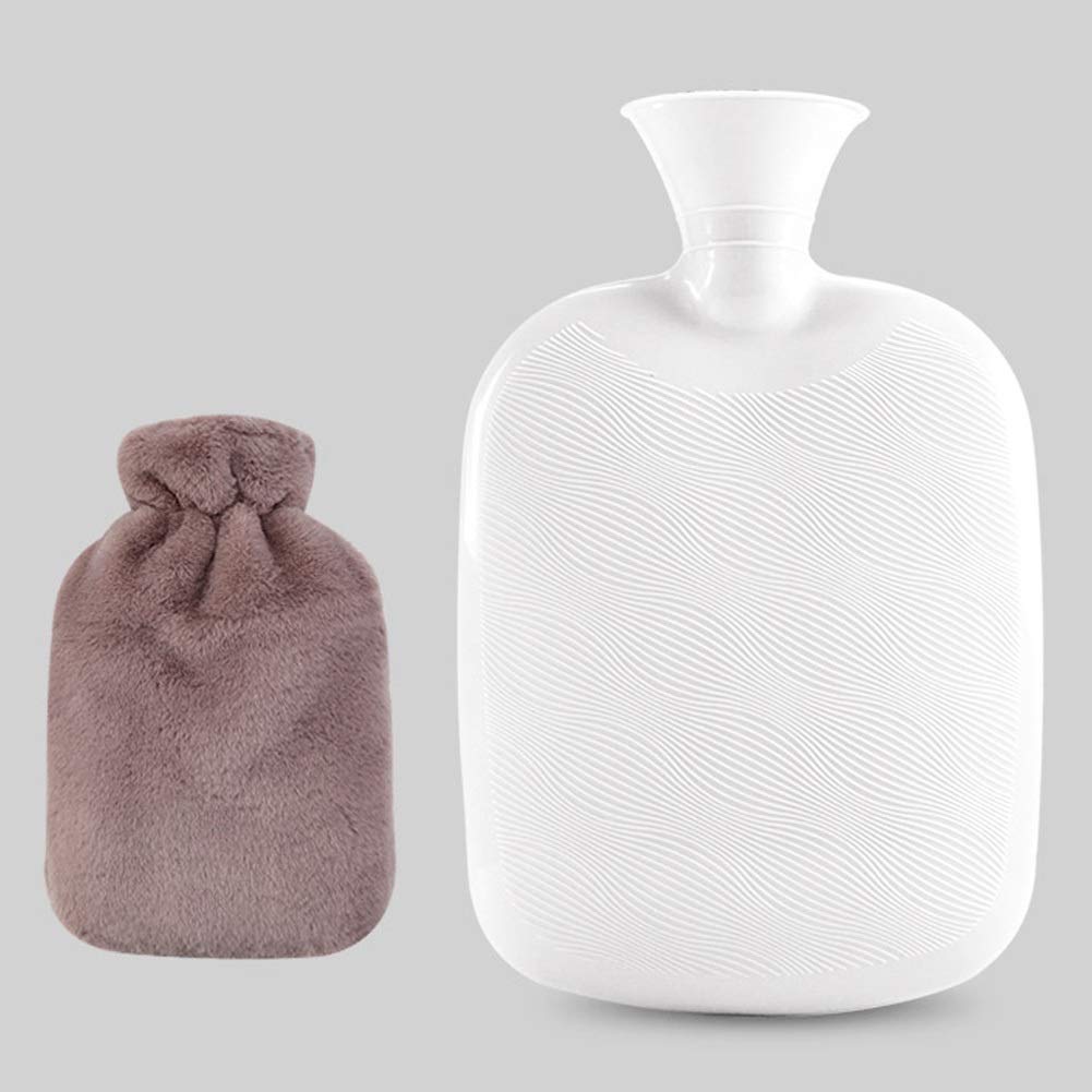 Botellas De Agua Caliente 2000 Ml Botella Segura Suave Cálido Invierno Portátil Reutilizable Protector con Cubierta Lavable A Prueba Fugas Alivio Del Dolor Bolsa(A)