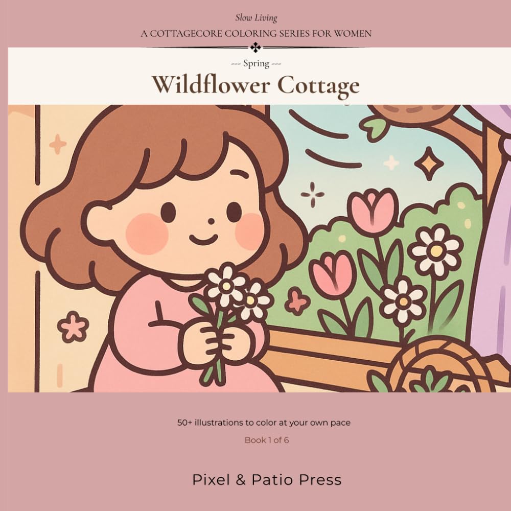 Slow Living: Wildflower Cottage — A Cottagecore Coloring Book for Women | Spring Volume 1: 50+ Mindful Coloring Pages of Blooming Gardens, Flower ... — A Cottagecore Coloring Series for Women)