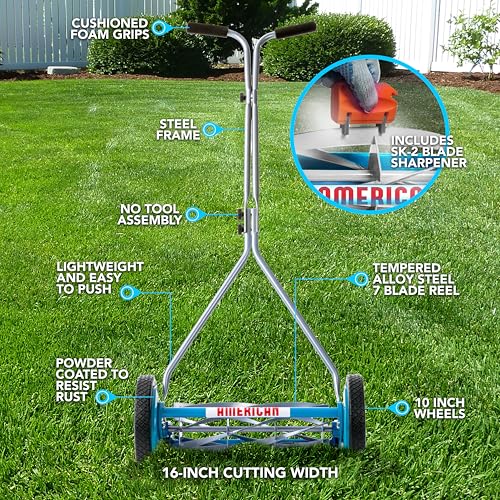 American Lawn Mower Company 2607-16 16-Inch 7-Blade Reel Push Lawn Mower, SK-2 Sharpener Included by American Lawn Mower Company - Used condition - Image 4