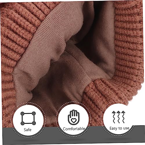 Boy Girl Bow Knitted Hat Soft and Warm Winter Hat for Boys and Girls Comfortable Stretchy Design Dark Brown for Photography and Daily Wear2