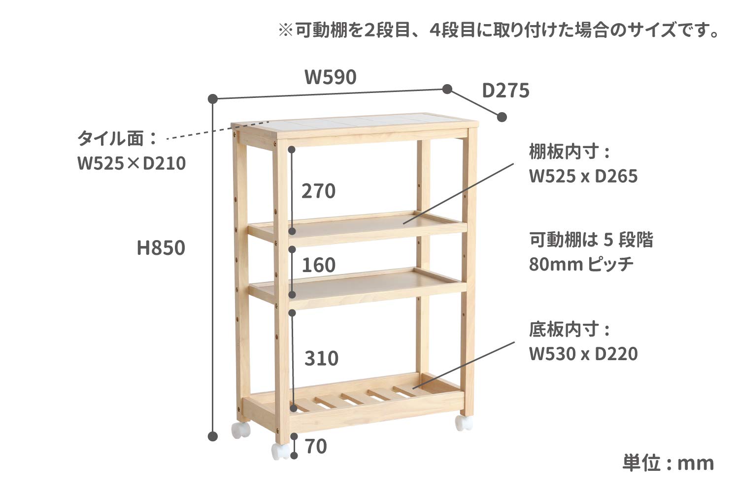Amazon.co.jp: キッチンワゴン タイルトップワゴン キッチン
