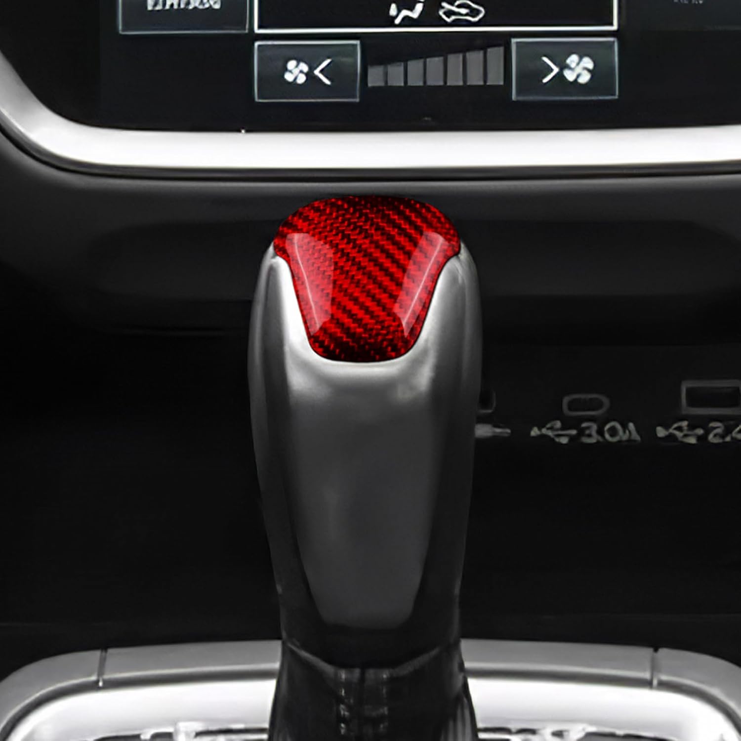 AIRSPEED Hard Carbon Fiber for Subaru Crosstrek Impreza 2024 2025 Car Gear Shift Knob Cover Sticker Gear Shifter Head Interior Trim, Red
