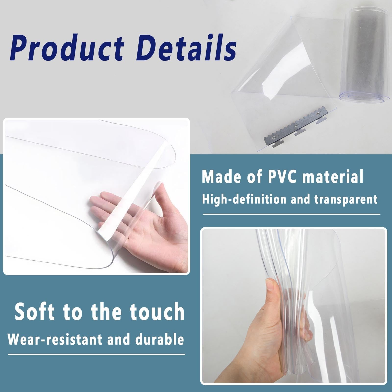 Rideau De Porte Laniere Plastique Rideaux À Lamelles Verticales Transparent Rideau Exterieur Porte Anti Chaleur Rideau Exterieur Impermeable(2.5mm,W18cmxH260cm)