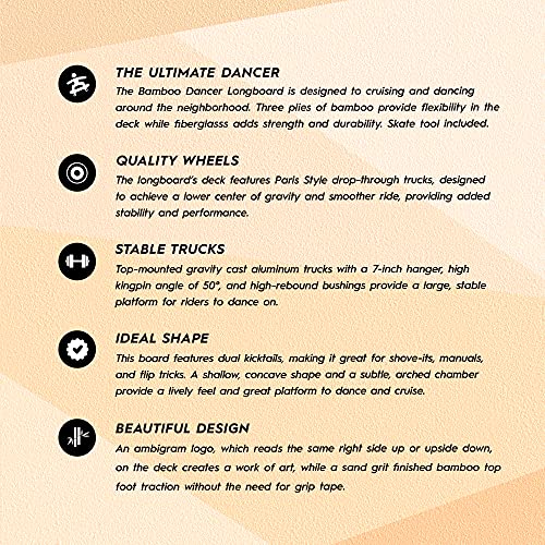 Magneto Bamboo Carbon Fiber Longboard Skateboard | 46” X 9.5” | Cruising, Carving, Downhill And Dancing | Kicktails Tricks Carver Drop Through | Great For Teens Adults Men Women | Free Skate Tool #TOP4