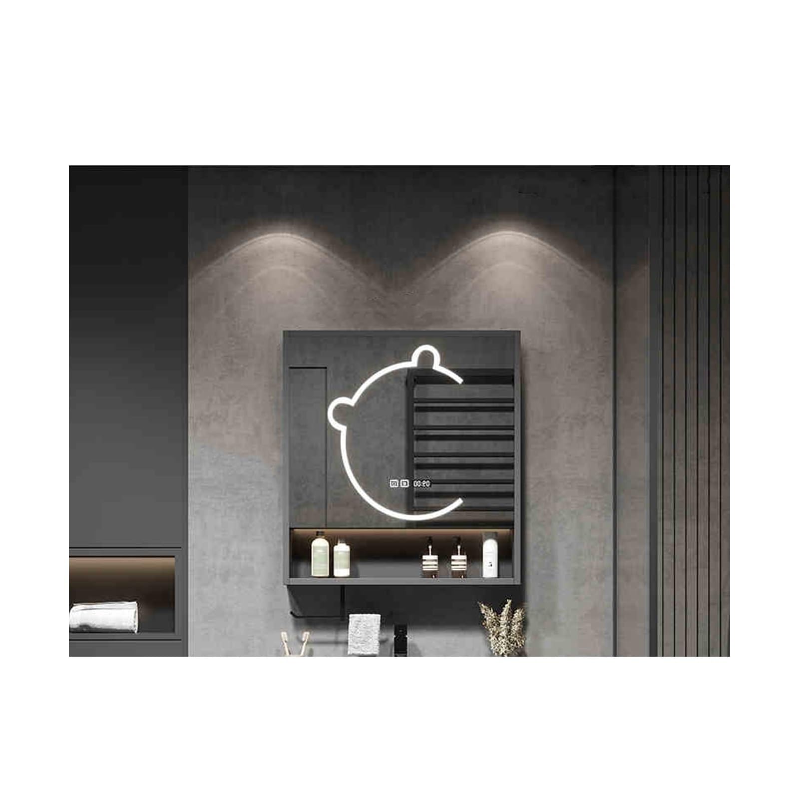 VFDVSWZSA bathroom mirror cabinet, With Mirror Door，High-Definition, One-Click Defog(Black,60cm/23.6in)