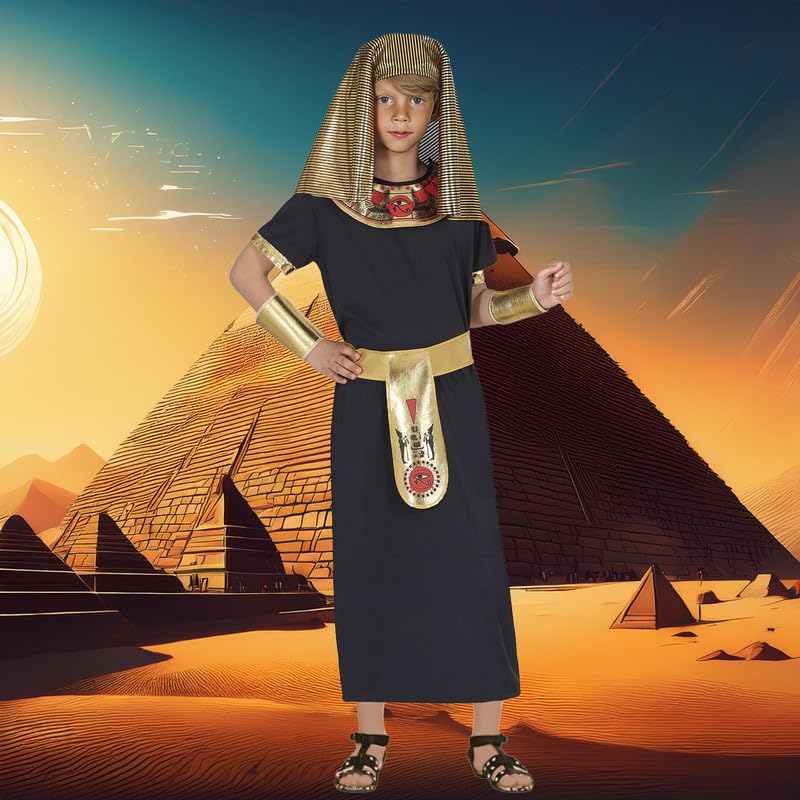 My Illusions Boys Egyptian Costume Kids School Dress Up Halloween Book Day Childs Fancy Dress Historical Outfit (Large 10-12 Years) - Image 3