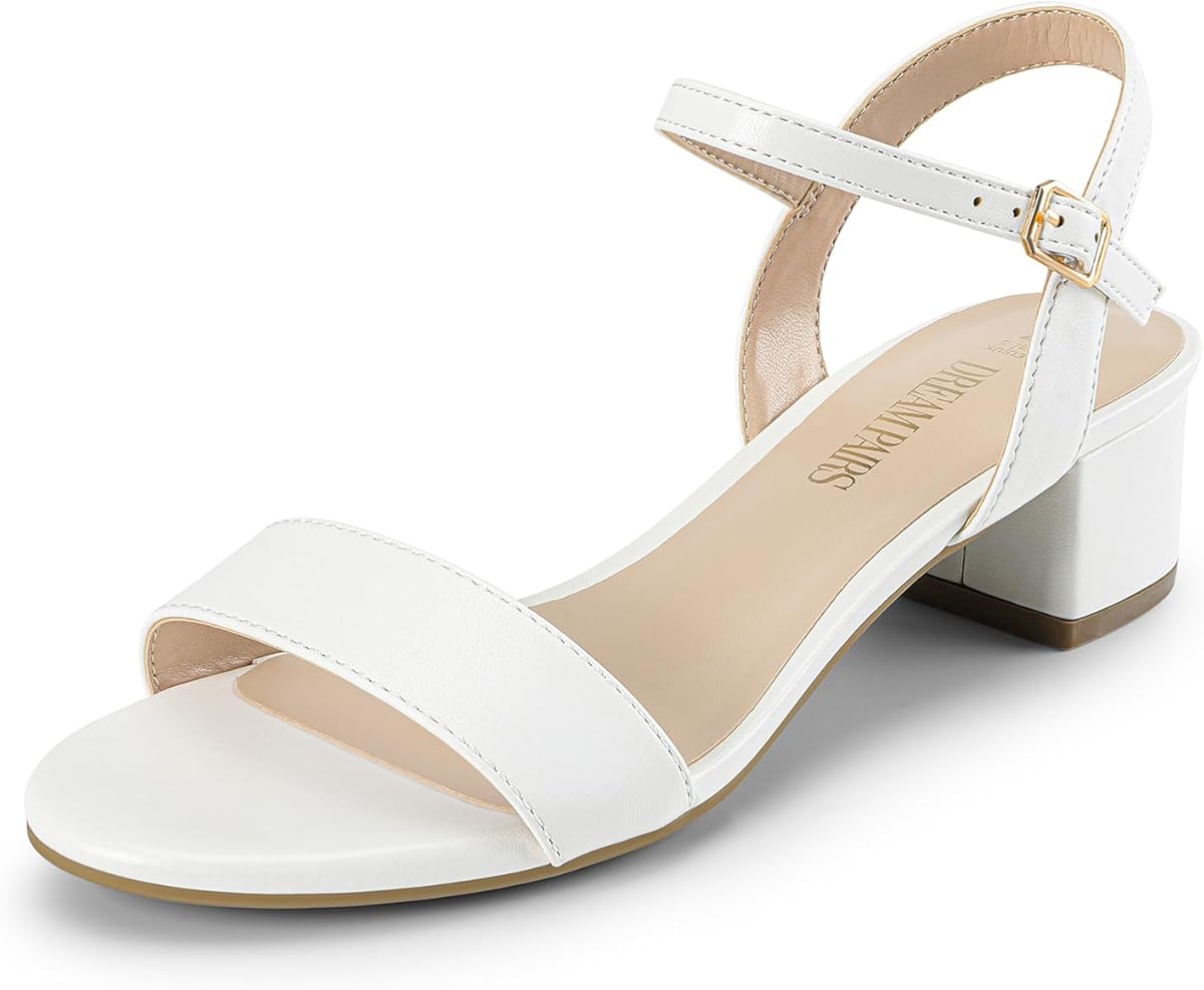 DREAM PAIRS Women's Low Heels for Women Classic Open Toe Ankle Strap Block Chunky Heel Sandals Holiday Party Wedding Dress Pumps Shoes