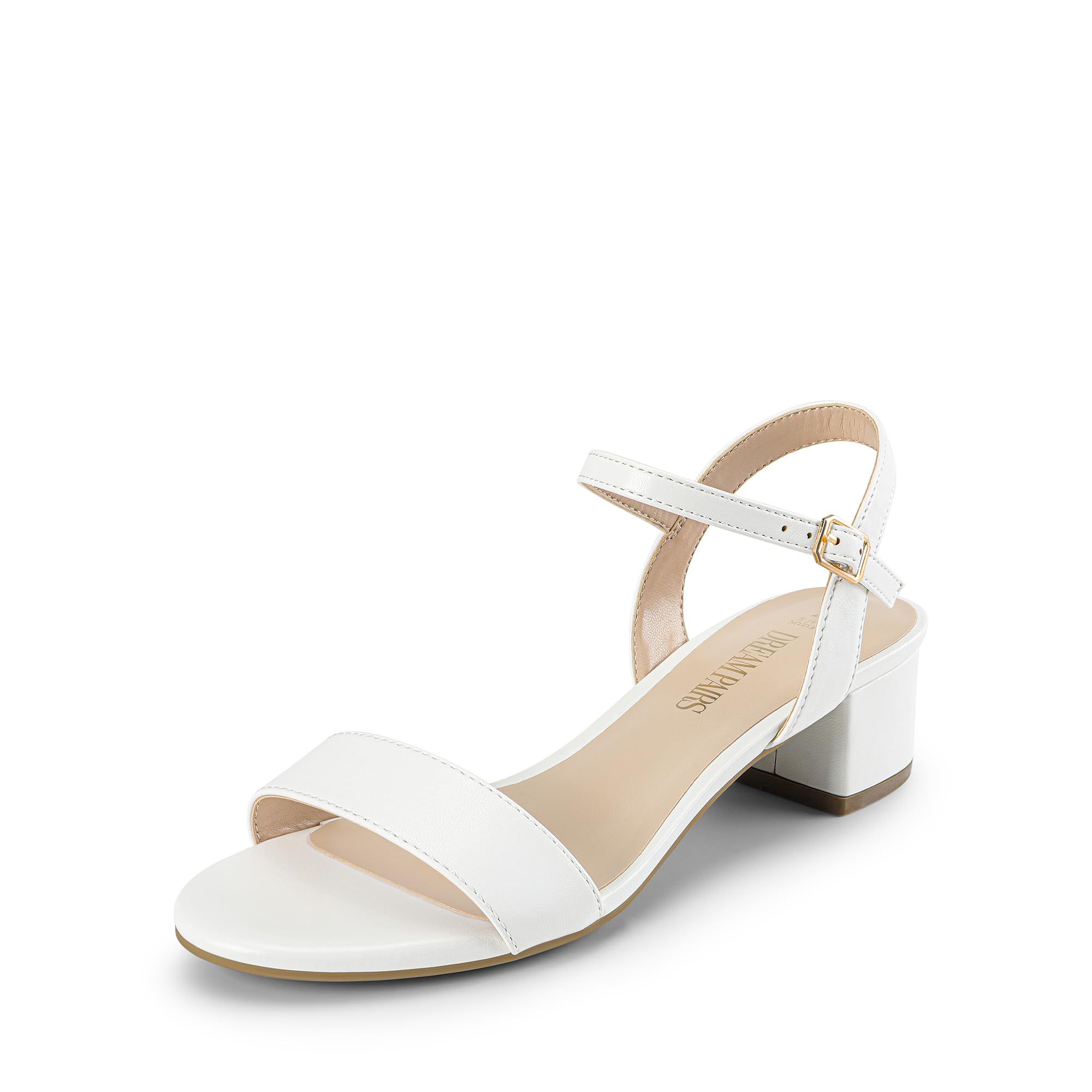 DREAM PAIRSWomen's Low Heels for Women Classic Open Toe Ankle Strap Block  Chunky Heel Sandals Holiday Party Wedding Dress Pumps Shoes