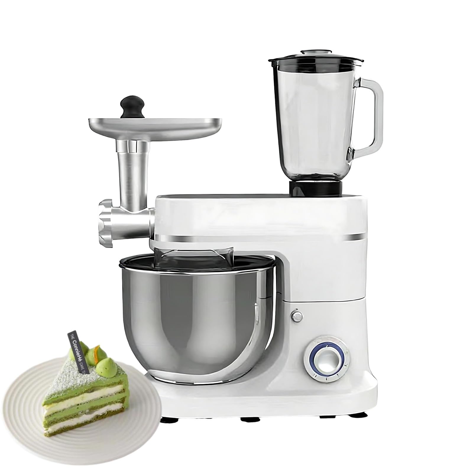 Robot da Cucina, Robot 3-in-1 1500W Impastatrice Planetaria con Frullatore, Tritacarne, Sbattitore, Gancio e Ciotola in Acciaio Inox 10L per Preparazioni Familiari, 6 Velocità