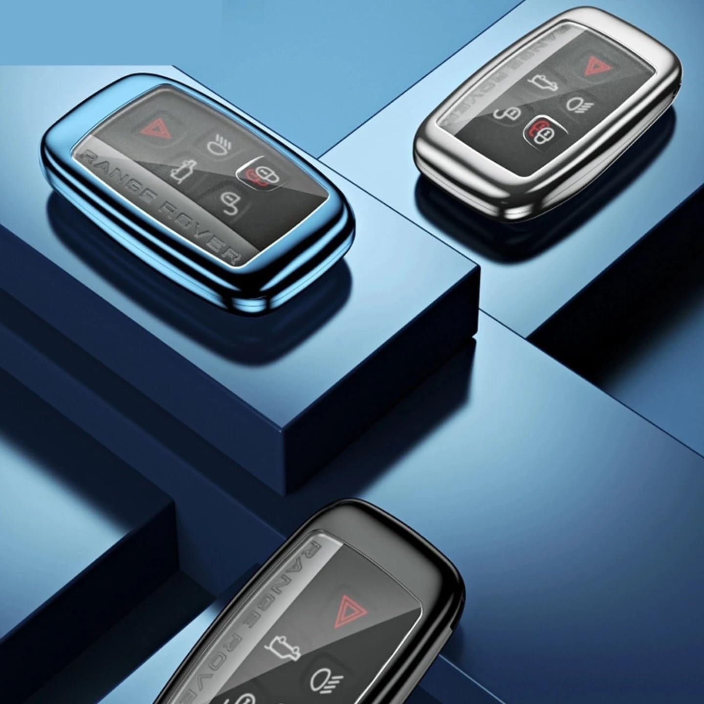 Compatible With Jaguar XJ Range Rover Discovery Shenxing 45 Car Metal All-inclusive Key Shell Buckle Set.(A-blue)