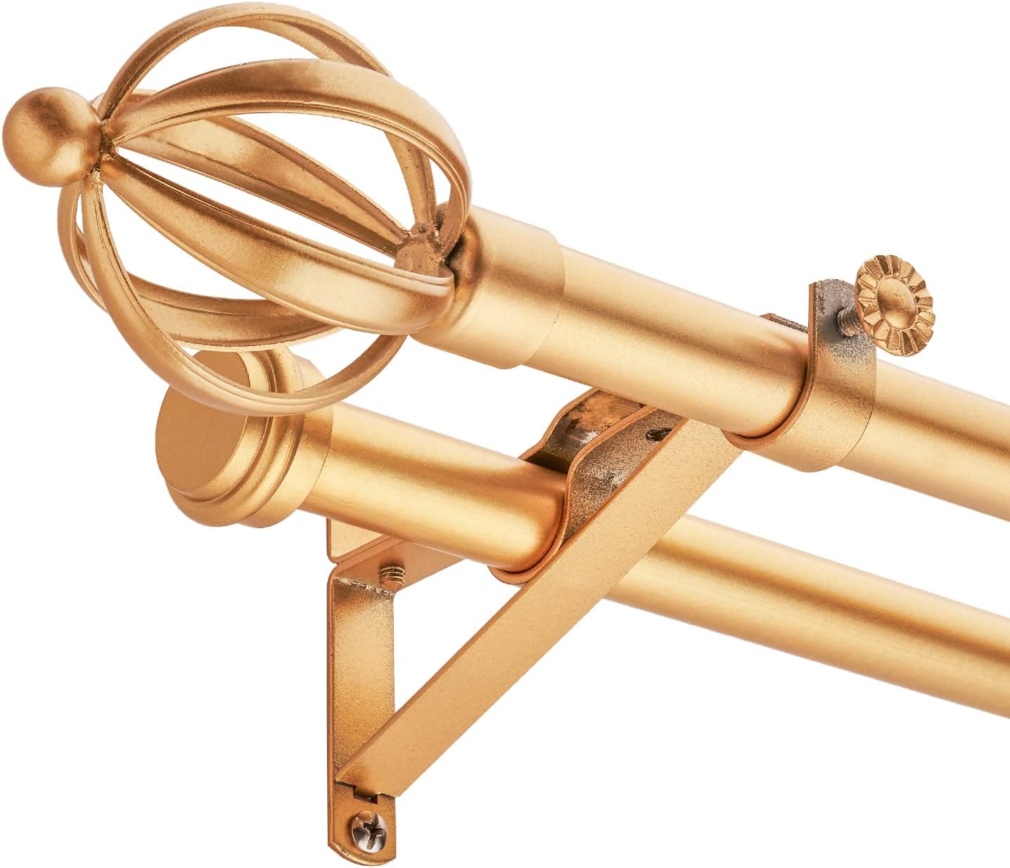 Double Curtain Rods, Window Treatment Telescoping Double Curtain Rod Set, 3/4-Inch Diameter, Adjustable Curtain Rod Adjusts from 66 to 120 Inches, Black