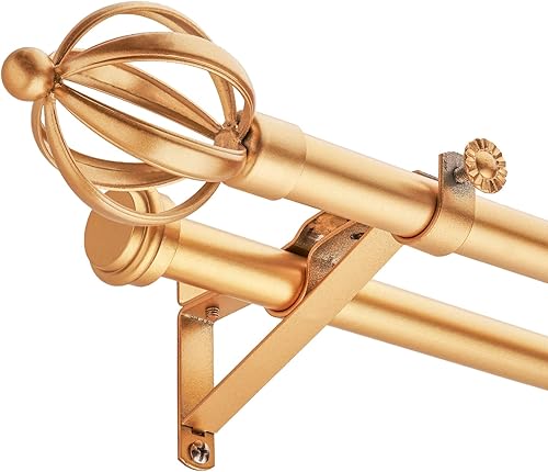 Barras de cortina dobles, juego de barras de cortina telescópicas para tratamiento de ventanas, 34 pulgadas de diámetro, barra de cortina ajustable