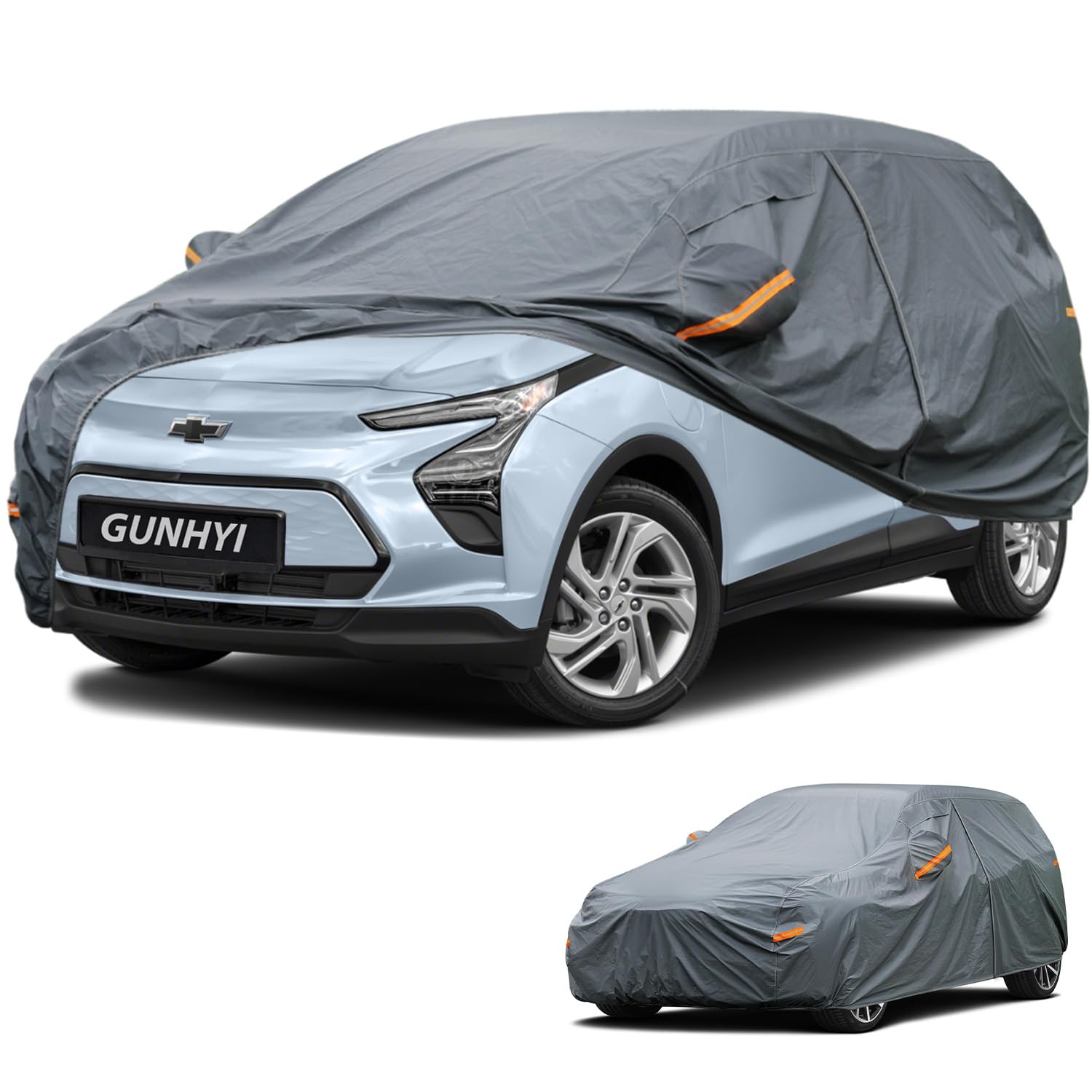 GUNHYI Premium Car Cover Custom Fit Chevrolet Bolt EV, 16 Layers Heavy Duty Car Cover Waterproof All Weather with Zipper Door for Sun Rain Snow Dust Uv Protection