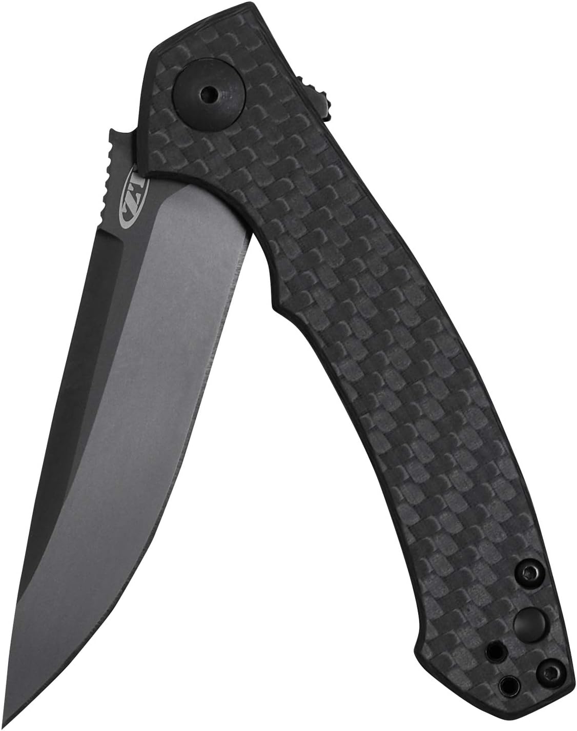 Zero Tolerance 0450CF; Folding Knife with 3.25” DLC-Coated S35VN Stainless Steel Blade, All-Black Carbon Fiber and Titanium Handle Scales, KVT Ball-Bearing Opening, Frame Lock, Pocketclip; 2.45 OZ.