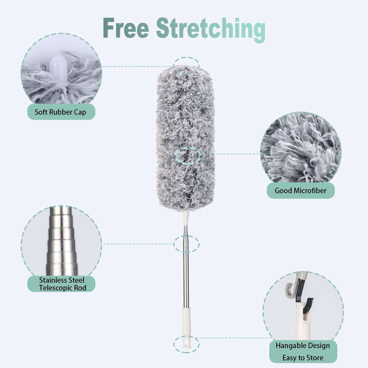 Spolverino Telescopico OFFCCUP - Allungabile Fino A 243cm, Testa In Microfibra, Per Soffitti E Angoli - Foto 12
