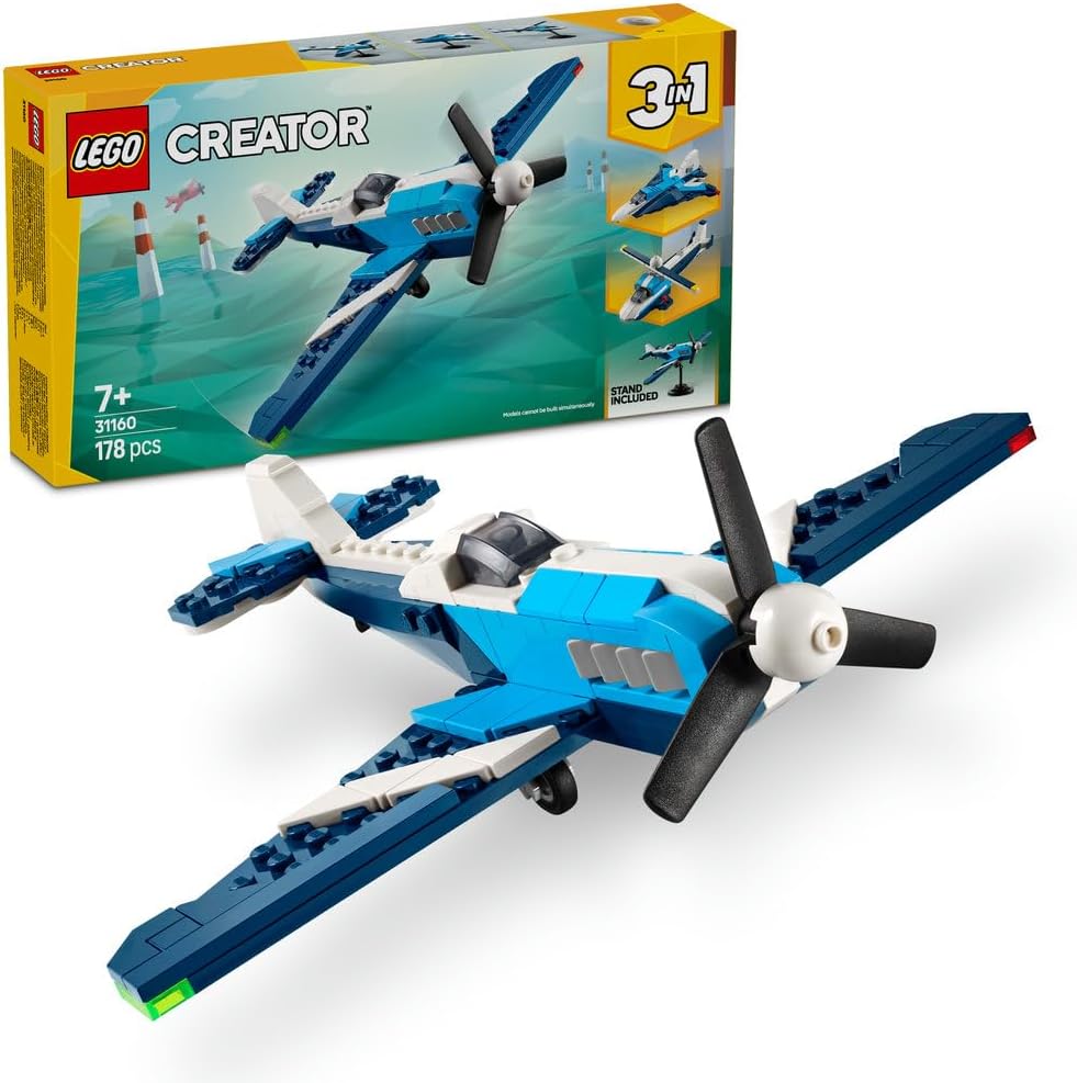 Creator 3in1 Aircraft: Race Plane Toy - Transforms into a Jet or Helicopter Model - Vehicle Building Set for 7+ Year Old Boys & Girls - Fun Birthday Gift Idea - 31160