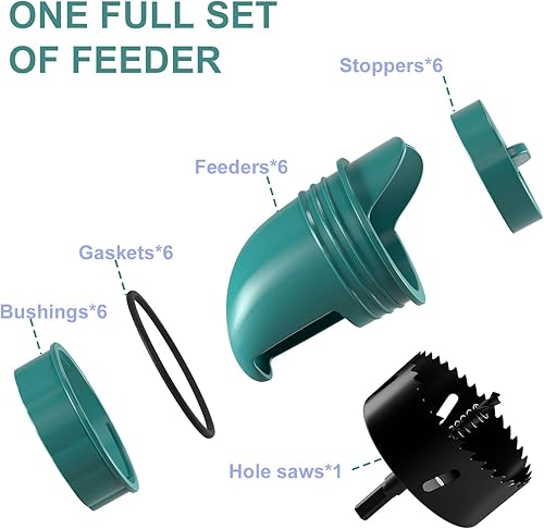 Miniatura 3 de Comedero para pollos sin desperdicios, kit de alimentador automático para aves de corral, juego de comederos y bebederos de pollos con 6 tazas de