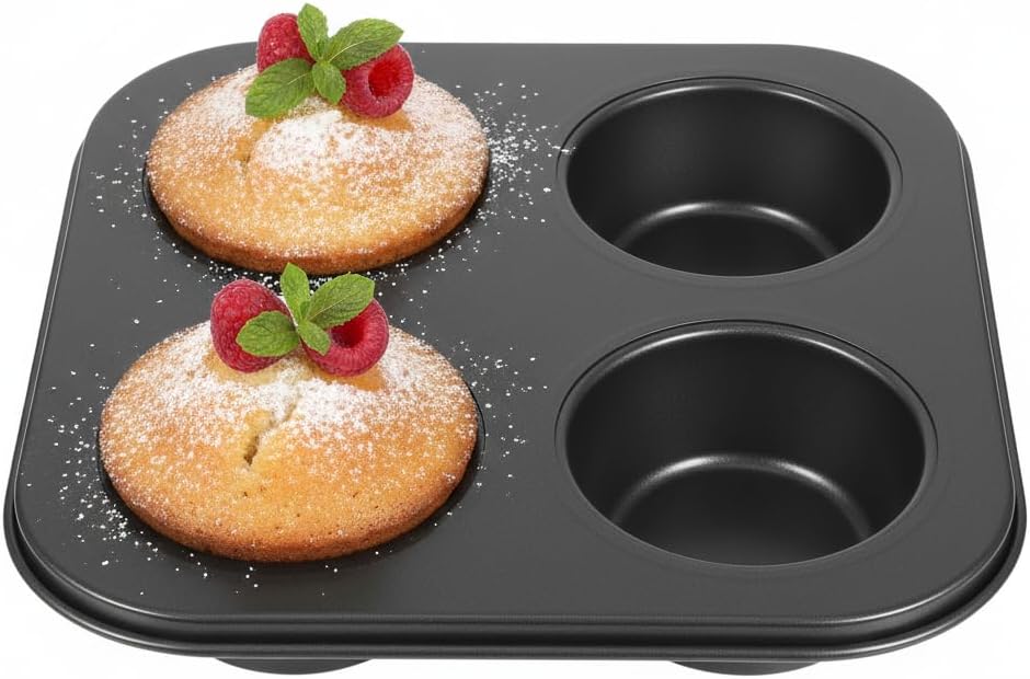 Muffin Cup Baking Tray 4-Cup Non-Stick Cupcake Molds for Oven Baking 7.08 X 7.08 X 1.18 in Bakeware for Home Kitchen and Cake Shop