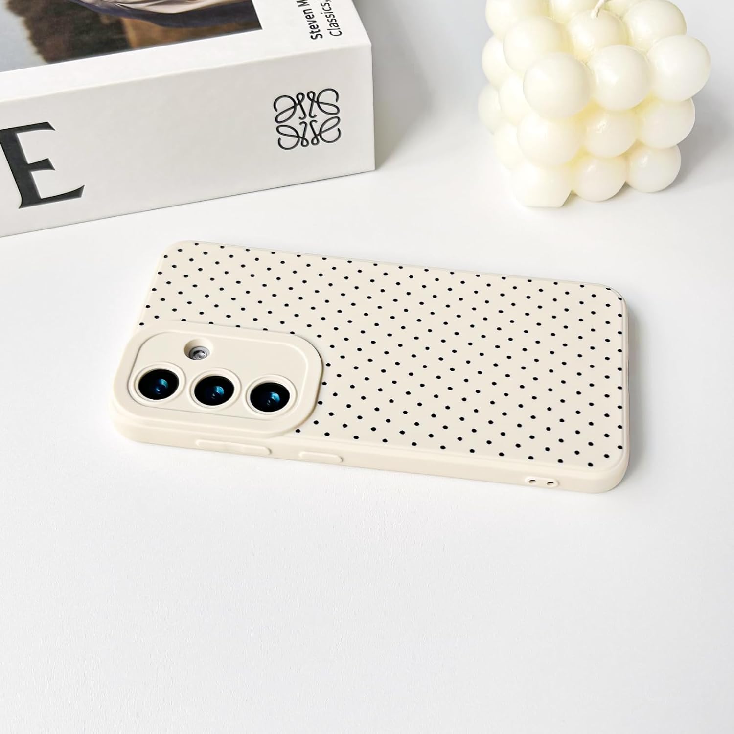 Lovmooful Compatible for Samsung Galaxy S25 Case Cute Polka Dot with Aesthetics Design for Girls Women Soft TPU Shockproof More Protective Girly for Samsung Galaxy S25 Case-White&Black - Image 5