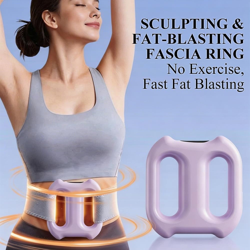 Rodillo Fascial Multifunción, Masajeador de Vientre para Quemar Grasa y Calor, 5 Modos Ajustables, Cinturón Abdominal Regulable para Espalda, Piernas y Abdomen, Violeta