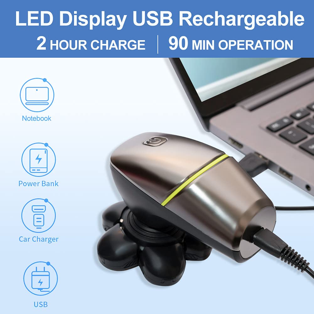 SURKER Rasoio elettrico rotante 6 in 1 da uomo con testa calva, kit di toelettatura elettrico multifunzionale, ricaricabile tramite USB, tagliacapelli impermeabile e senza fili, schermo LED