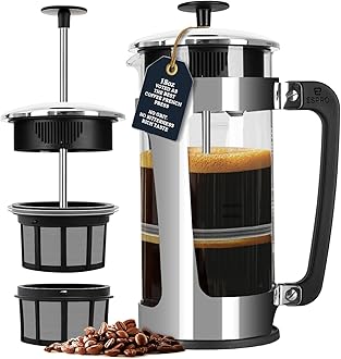 ESPRO - P5 Cafetiere 2 Cups French Press Coffee Maker – Patented Double Micro-filter for Sludge and Grit Free Brew Heat Resistance Borosilicate Glass - 18oz