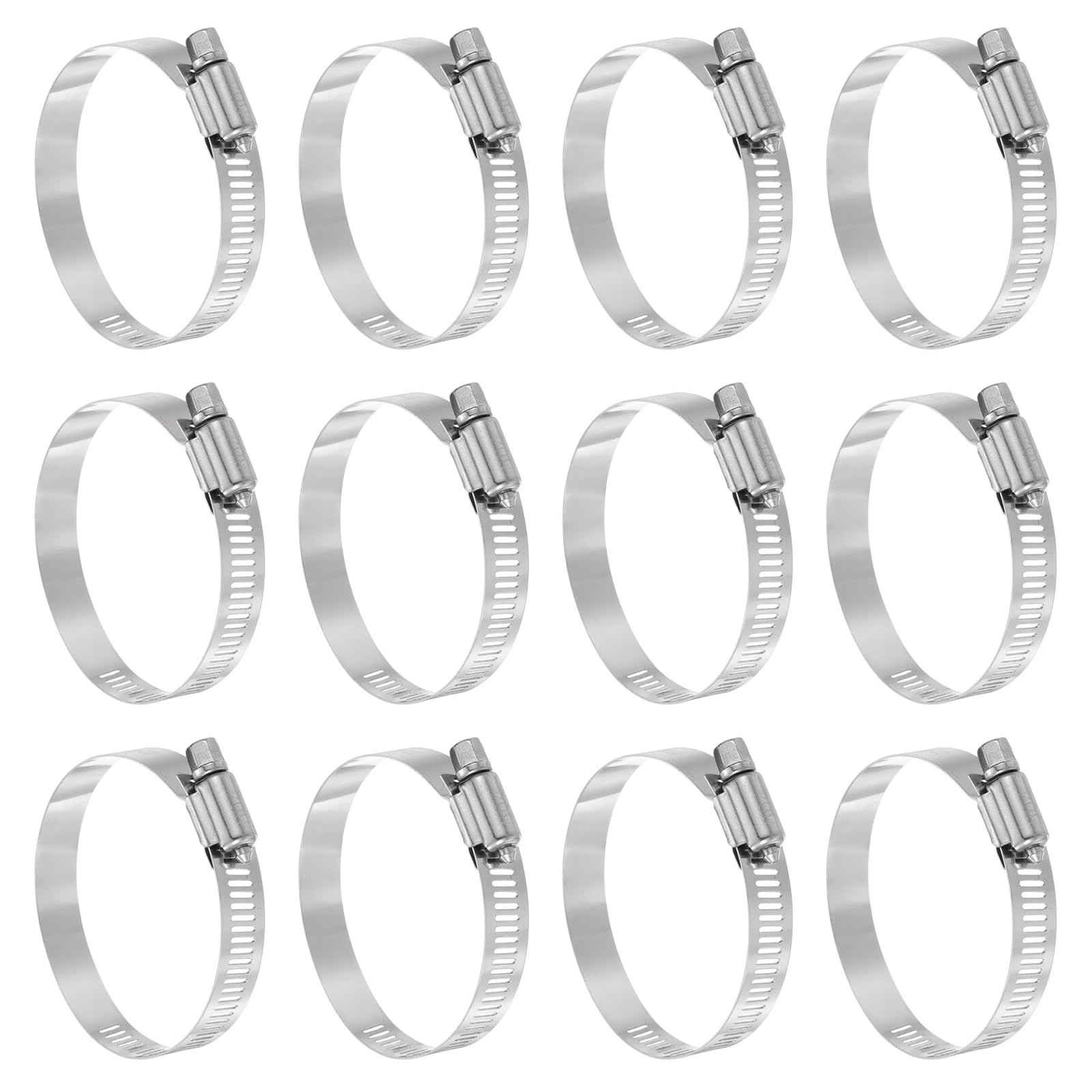 sourcing map 12 Pcs Hose Clamp 1-13/16"-2-3/4" (46-70mm) 304 Stainless Steel Adjustable Worm Gear Hose Clamp with Phillips Screw Assortment Kit for Fuel Line Pipe Plumbing Automotive Tube