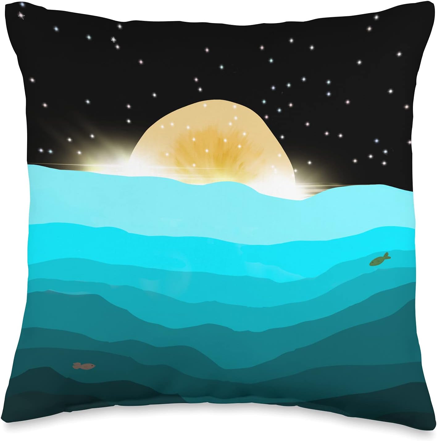 Azelia Designs Sunset Evening Ocean Sky Turquoise Bed Sofa Throw Pillow, 16x16, Multicolor