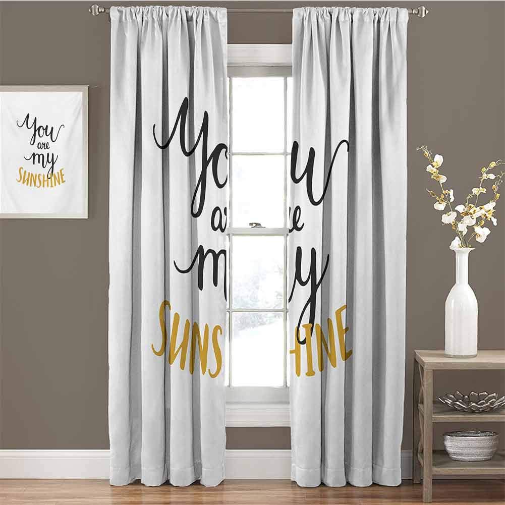GUUVOR Quote for Bedroom Blackout Curtains Big Font Classical Romantic Partners Phrase Soul Mates Theme Calligraphy Image Blackout Curtains for The Living Room W42 x L63 Inch Mustard Black