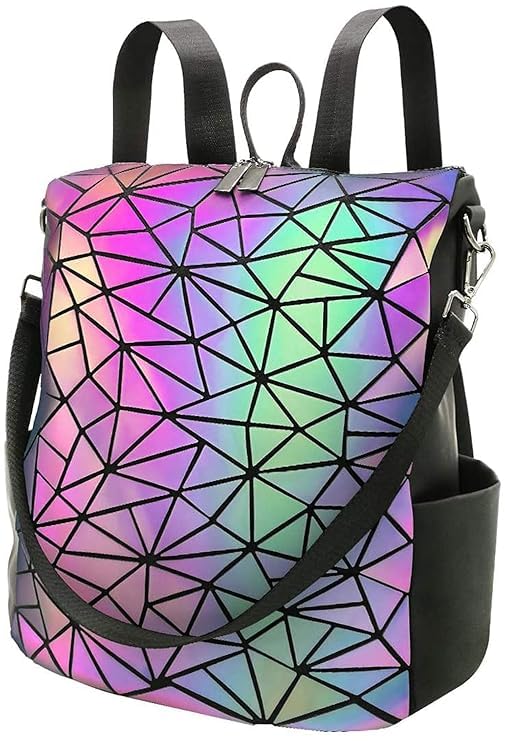 Geometric Backpack Bag || Luminous Holographic Color Changes Flash Reflective Crossbody Bag || Shoulder Bag for Children, Teenagers, Women and Men-image-1