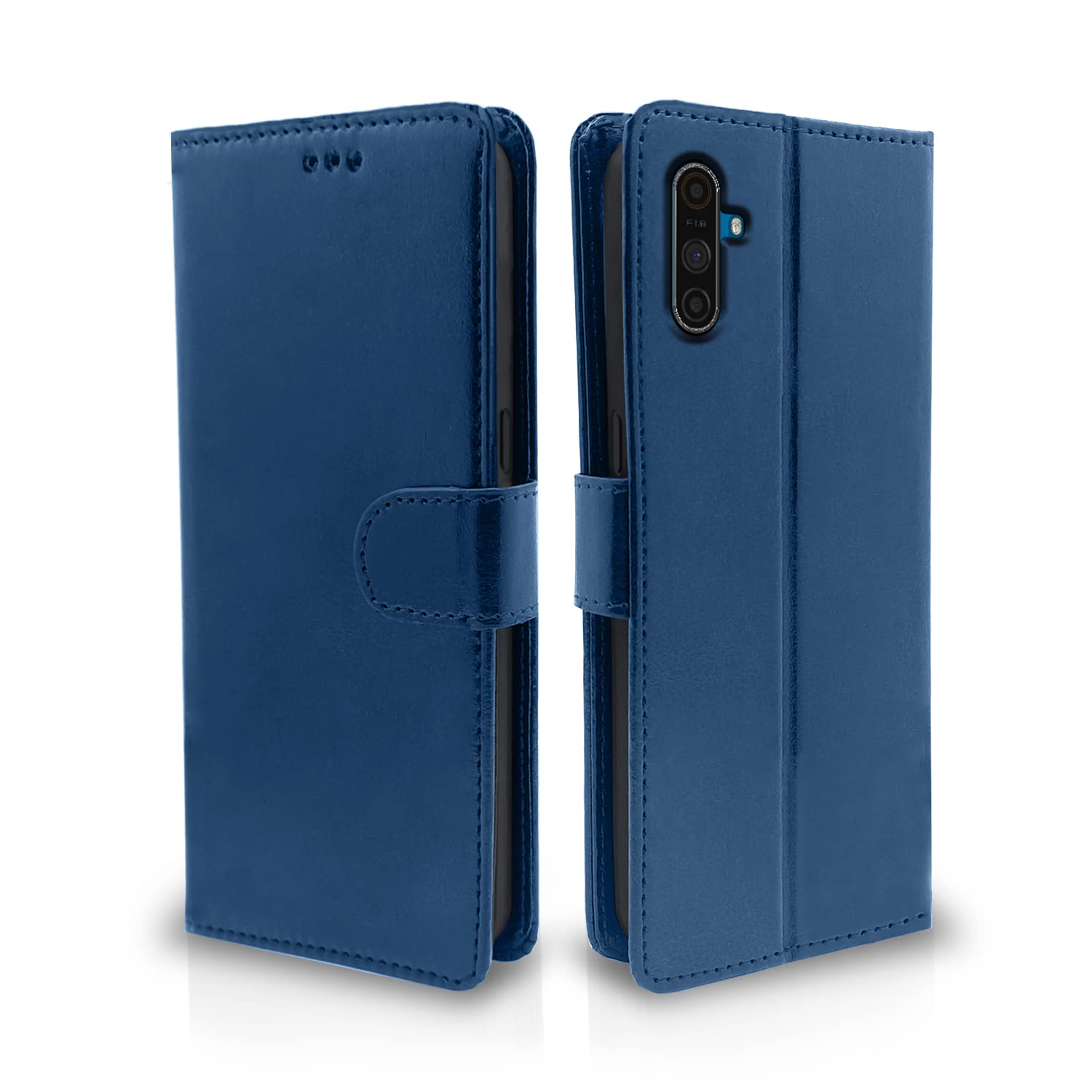 Pikkme Realme C3 Flip Case Leather Finish | Inside TPU with Card Pockets | Wallet Stand and Shock Proof | Magnetic Closing | Complete Protection Flip Cover for Realme C3 (Blue) (B0BK6MZBH9) Amazon Price History, Amazon Price Tracker