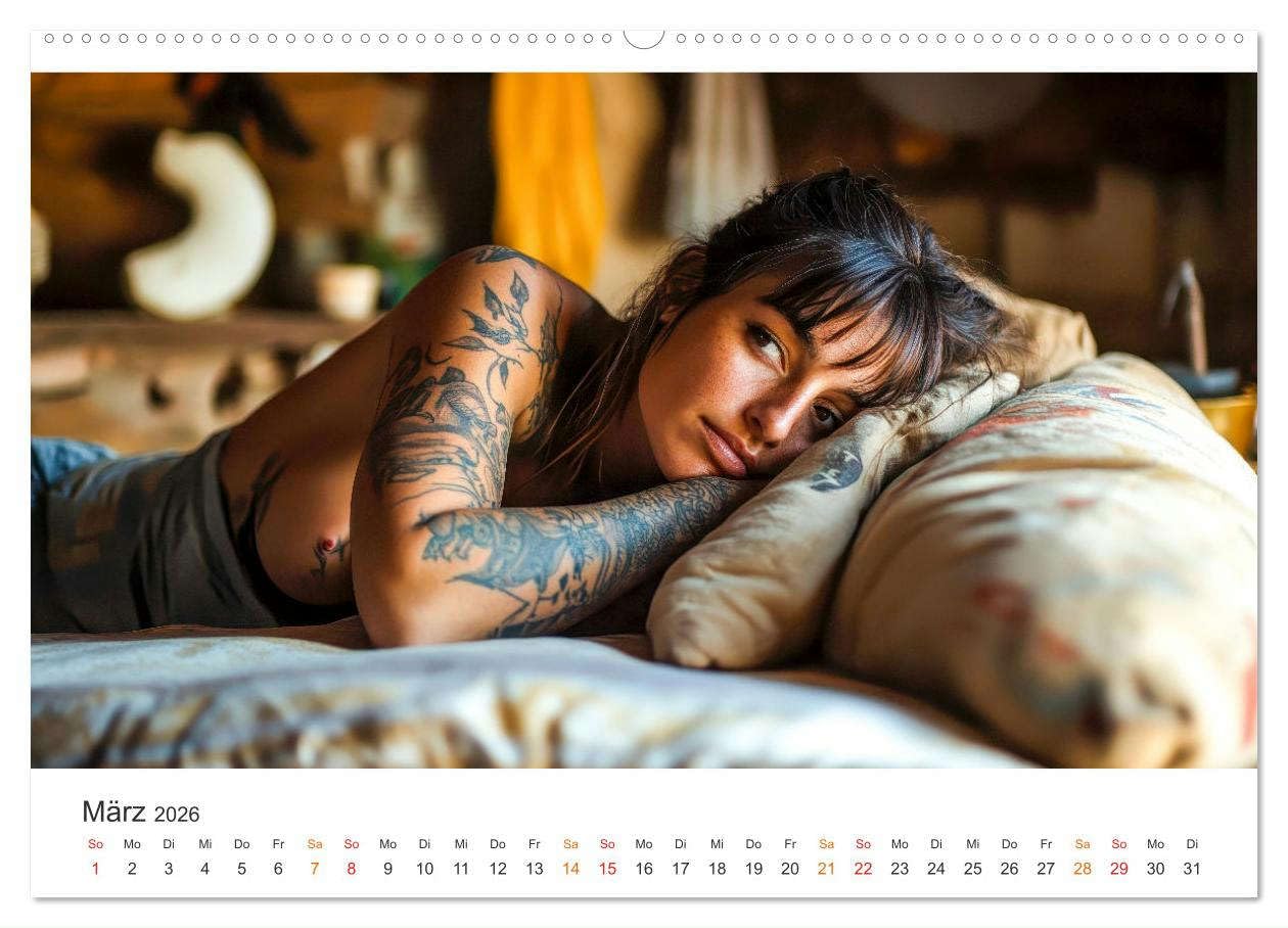 Tattoo Erotik - Sinnliche Kunstwerke (Wandkalender 2026 DIN A2 quer), CALVENDO Monatskalender: Tätowierung auf nackter Haut. (CALVENDO Erotik)