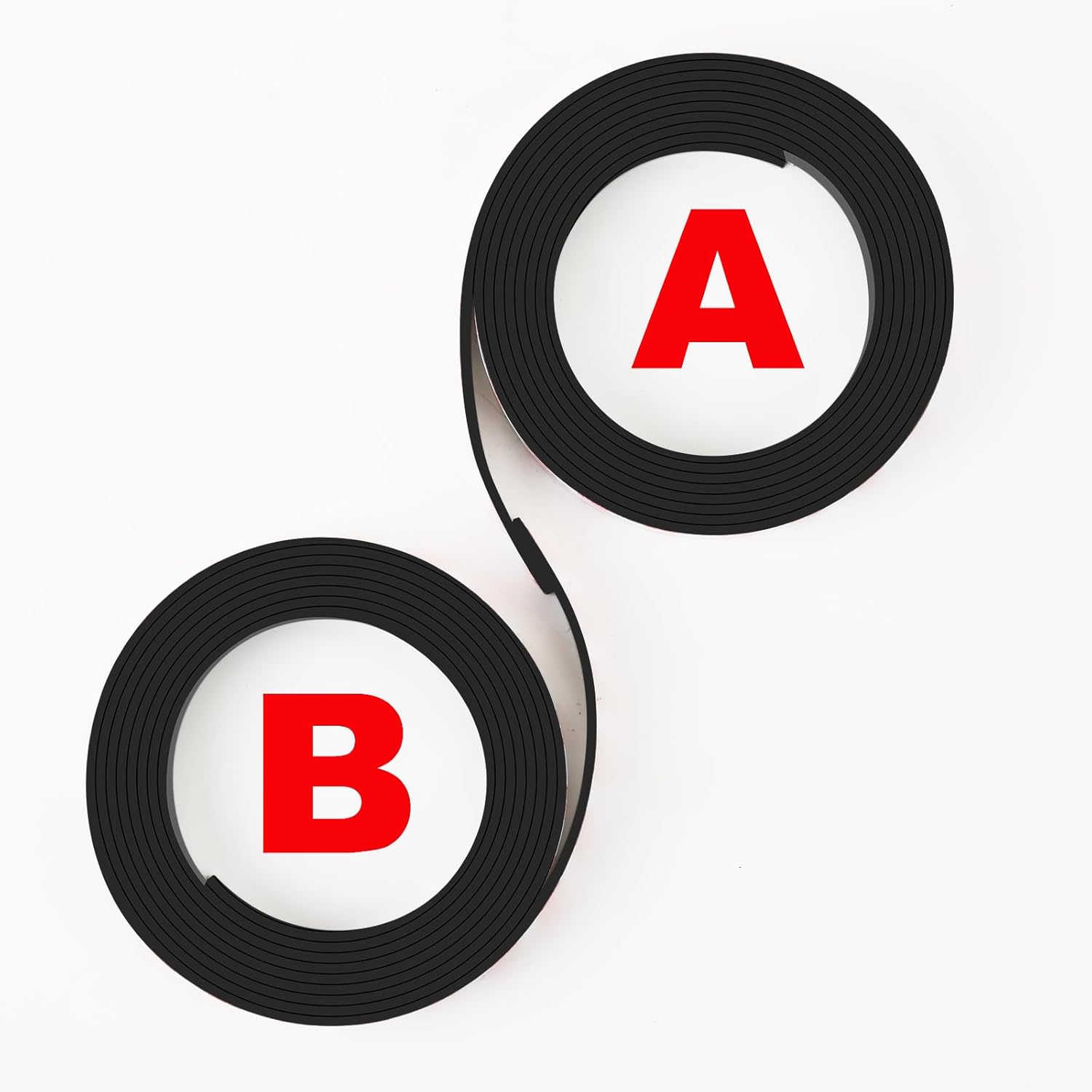 A+B Magnetic Tape with Adhesive Backing, Paired A+B Magnetic Strip (7.2FT X 0.6″ W x 2 Roll) Flexible Magnet Tape Strips Roll Perfect for for Fly Screen, DIY Craft