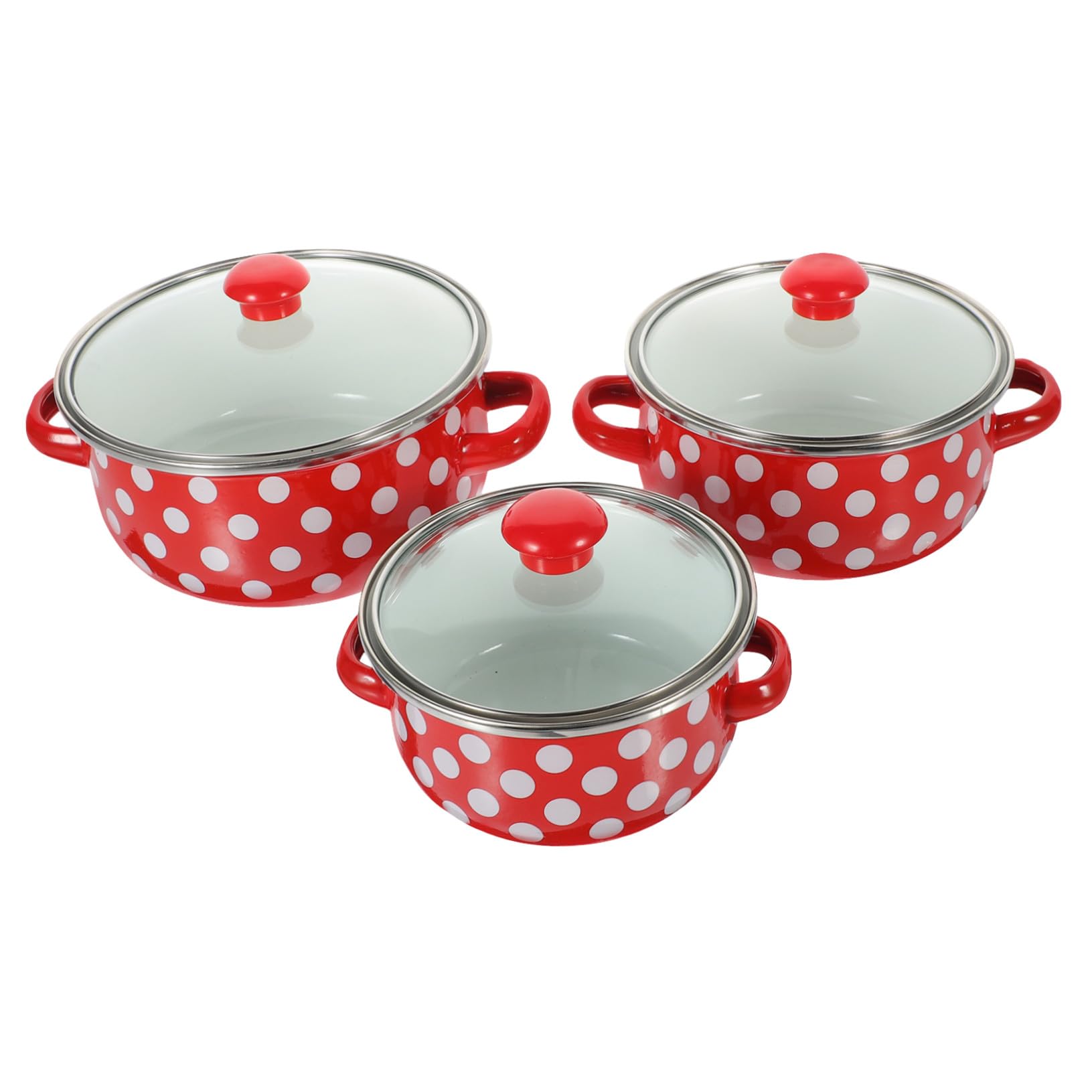 Casserole en émail set de 3 pièces à double poignée pour la cuisine maison