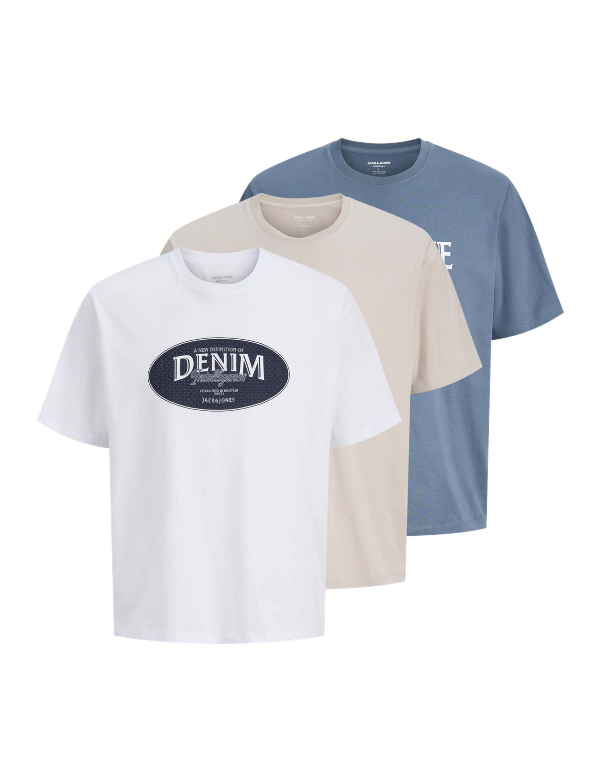 JACK & JONES Jjedover Denim Tee Ss O-Neck 3Pk Mp