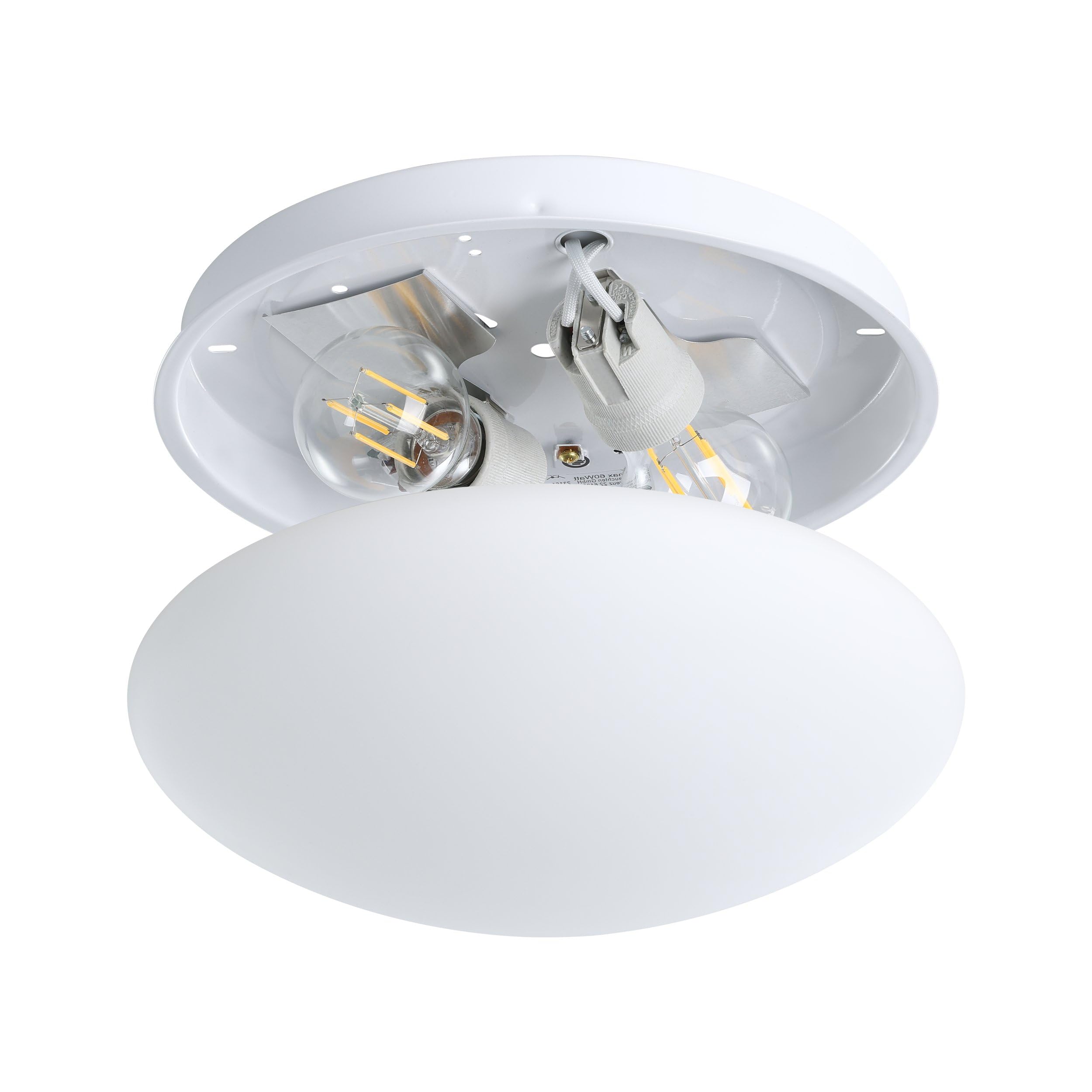 Eglo Lampada da soffitto Ella, Ø 35 cm, lampada da parete a 2 fiamme, lampada da soffitto in acciaio e vetro bianco opalino satinato, lampada per soggiorno, cucina, ufficio, corridoio, attacco E27