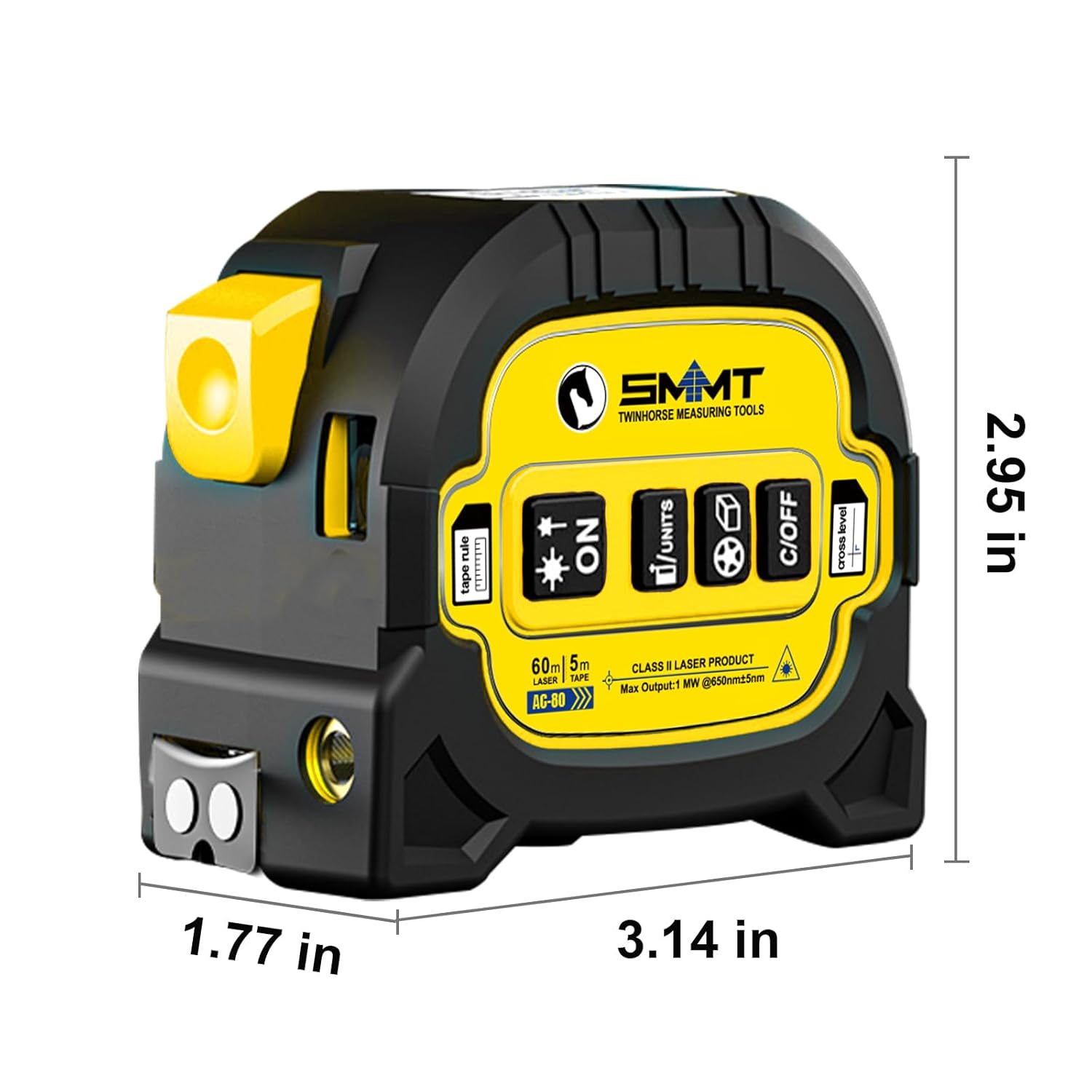 3-in-1 Laser Tape Measure, 196ft Digital rangefinder & 16ft Autolock Tape Measure with Magnet, Laser Measuring Tool with Crosshairs for in/Ft/M Unit, Linear/Area/Volume (Blue)