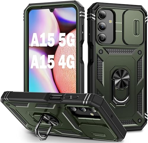 Miniatura 10 de PASNEW Funda para cámara Samsung Galaxy A15 5G, soporte metálico de grado militar, resistente a prueba de golpes, carcasa rígida para Samsung A15