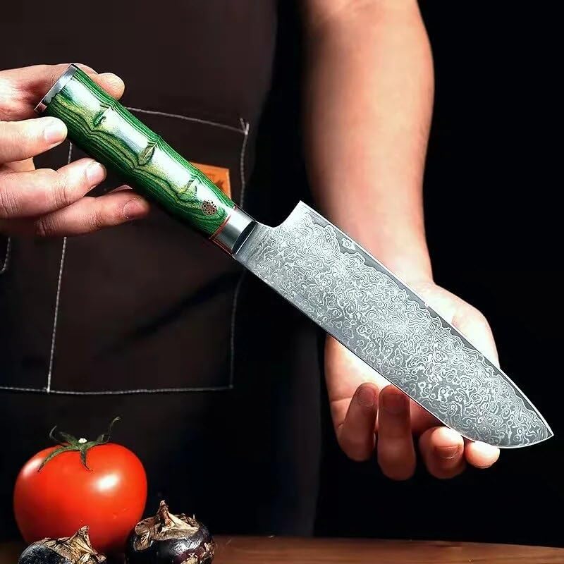 Miniatura 2 de Cuchillo de corte de carne de chef Santoku Cuchillo de cocina de 67 capas Damasco Acero Japonés Damasco Cuchillo de Chef Acero con Carne Fruta