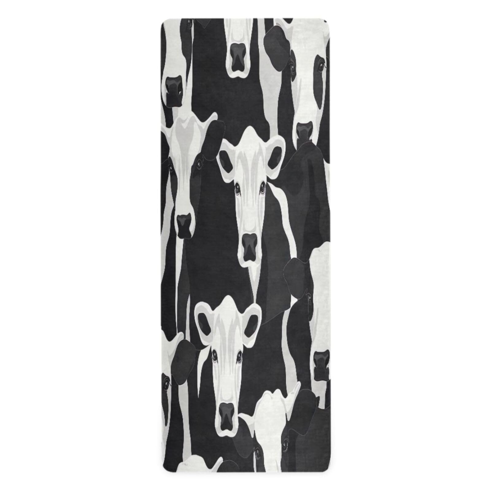Msyxl Cow Print Yoga Mat Non-Slip Fitness Mat for Pilates, Workout & Home Gym, 71x26 Inch Yoga Mats for Enhanced Yoga Practice