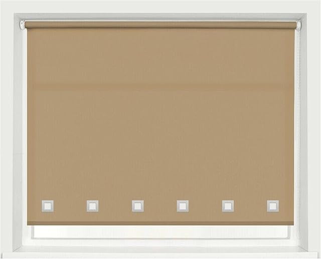 100% Polyester Square Eyelet Trimmable Daylight Roller Blinds (120cm Wide x 165cm Drop, Cappuccino)