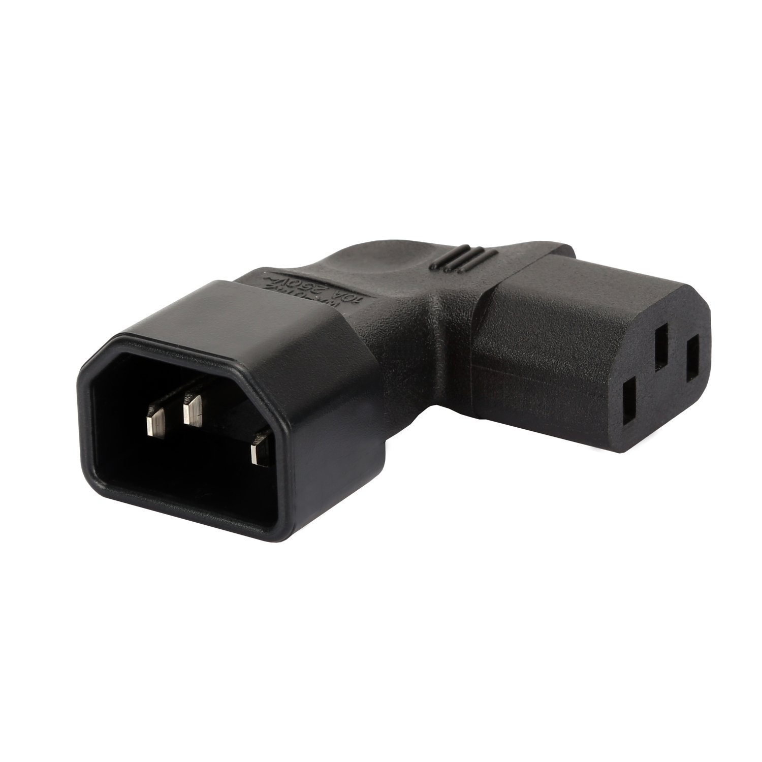 5-Pack IEC 320 C14 To C13 Right Angle AC Adapters - 90 Degree Vertical, 10A 125V/250V, Black - View #4