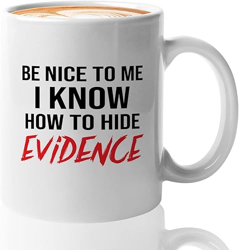 Taza de café de ciencia forense de 11 onzas, color blanco, ocultar evidencia, especialista en criminólogo, investigador, amigos, criminólogo,