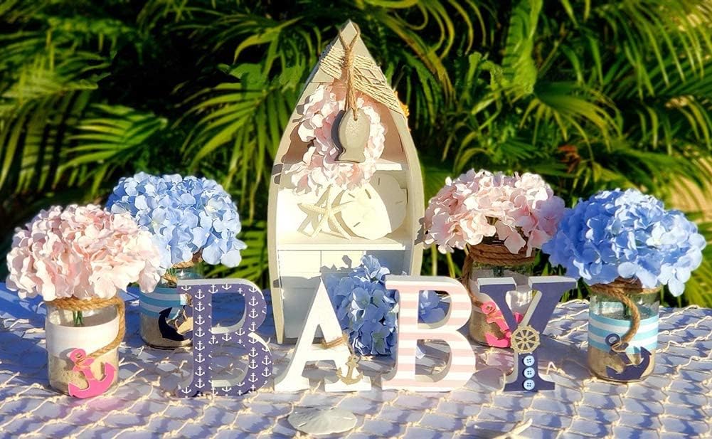 Waroom Home Beach Theme Display Boat with 3 Shelves, White Nautical Standing Boat Shelf Decor, Miniature Boat Model, Decorative Boat (S)
