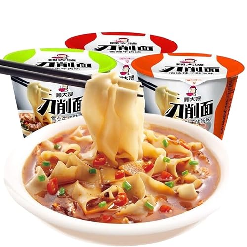 刀削面香辣108G桶装非油炸雪菜方便泡面油泼辣子酸汤面Sliced ​​Noodles Spicy 108G Bucket Non-Fried Pickled Vegetables Instant Noodles Oil Spicy Sour Soup Noodles #TOP13
